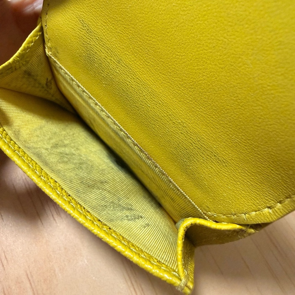 Dior Yellow Leather Compact Wallet - Picture 5 of 7